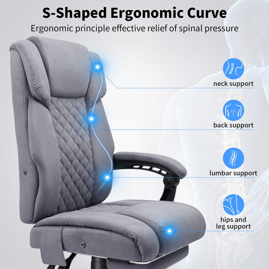 Hoffree Massage Office Chair 400LBS Executive Office Chair Massage and Footrest Big and Tall Office Chair with Heated Lumbar Support, Ergonomic Computer Desk Chair Reclining High Back Leather Office