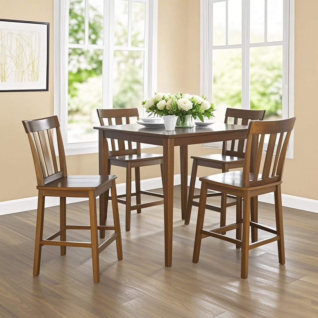 Mainstays 5 Piece Mission Counter Height Dining Set, Solid Wood, Cherry Color for Indoor