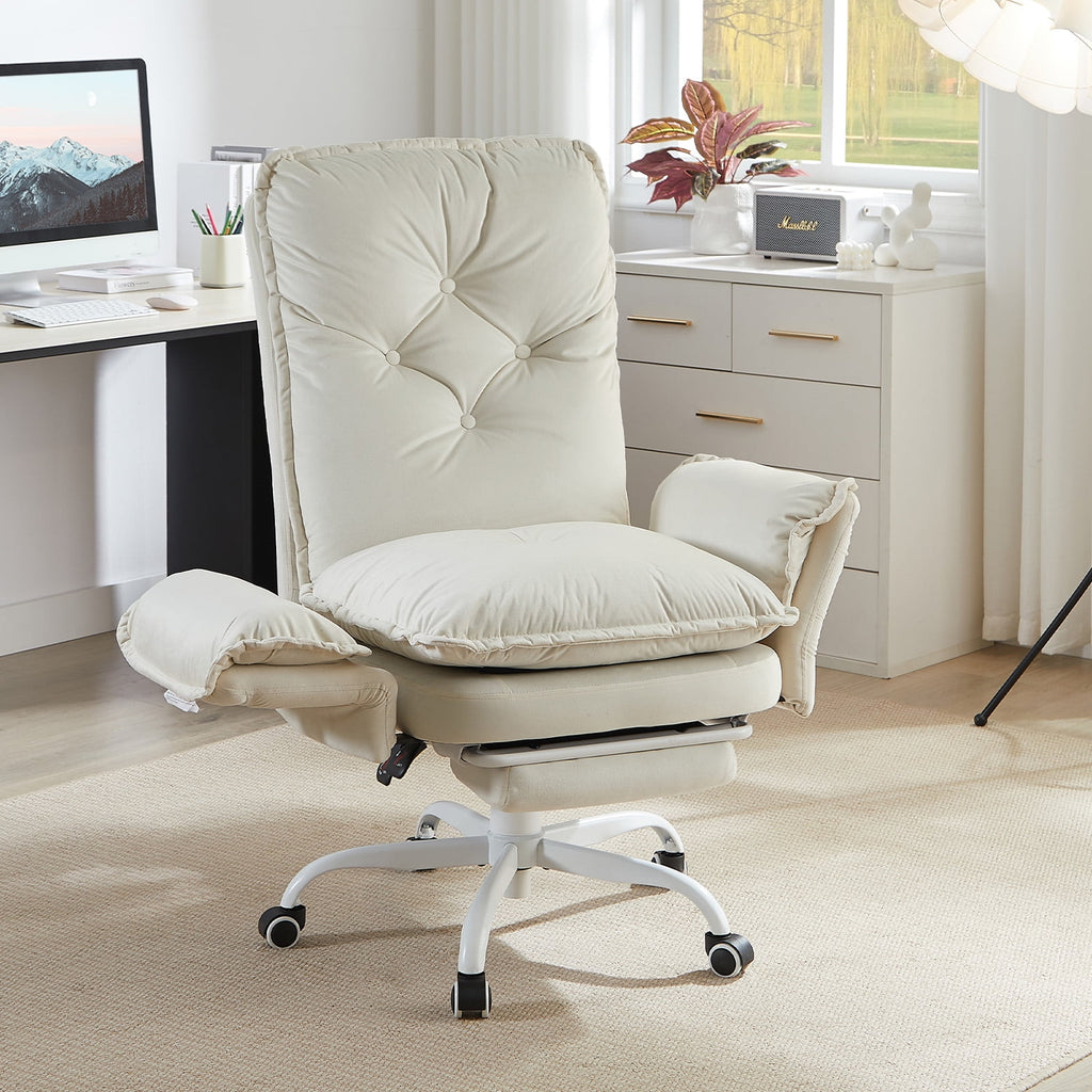 Bestier Big and Tall Executive Office Chair with Flip-up Arms for Adult, Wide Seat Ergonomic Computer Desk Chair,High Back Velvet Comfy Cross-Legged Office Chair with Footrest and Side Pockets, Black