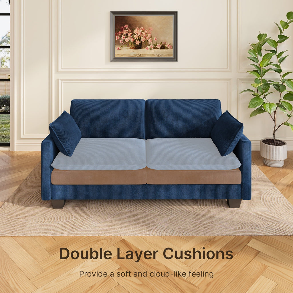 75’’ Cloud Couches for Living Room, Noelse L Shaped Modular Sofa with Deep Seats, 2 Seater Love Seat Couch with Removable Washable Corduroy Fabric for Living Room Bedroom and Apartment, Gray