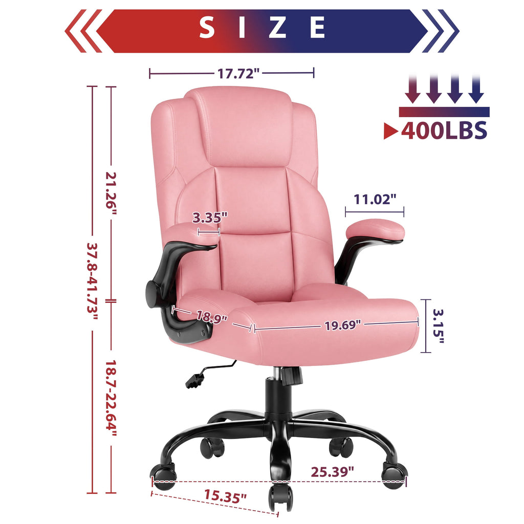 JONPONY Leather Office Chair, Big and Tall Office Chair 400LBS Wide Seat Ergonomic Computer Desk Chair High Back Executive Leather Chair Adjustable Task Chair Lumbar Back with 1-Year Warranty, Black