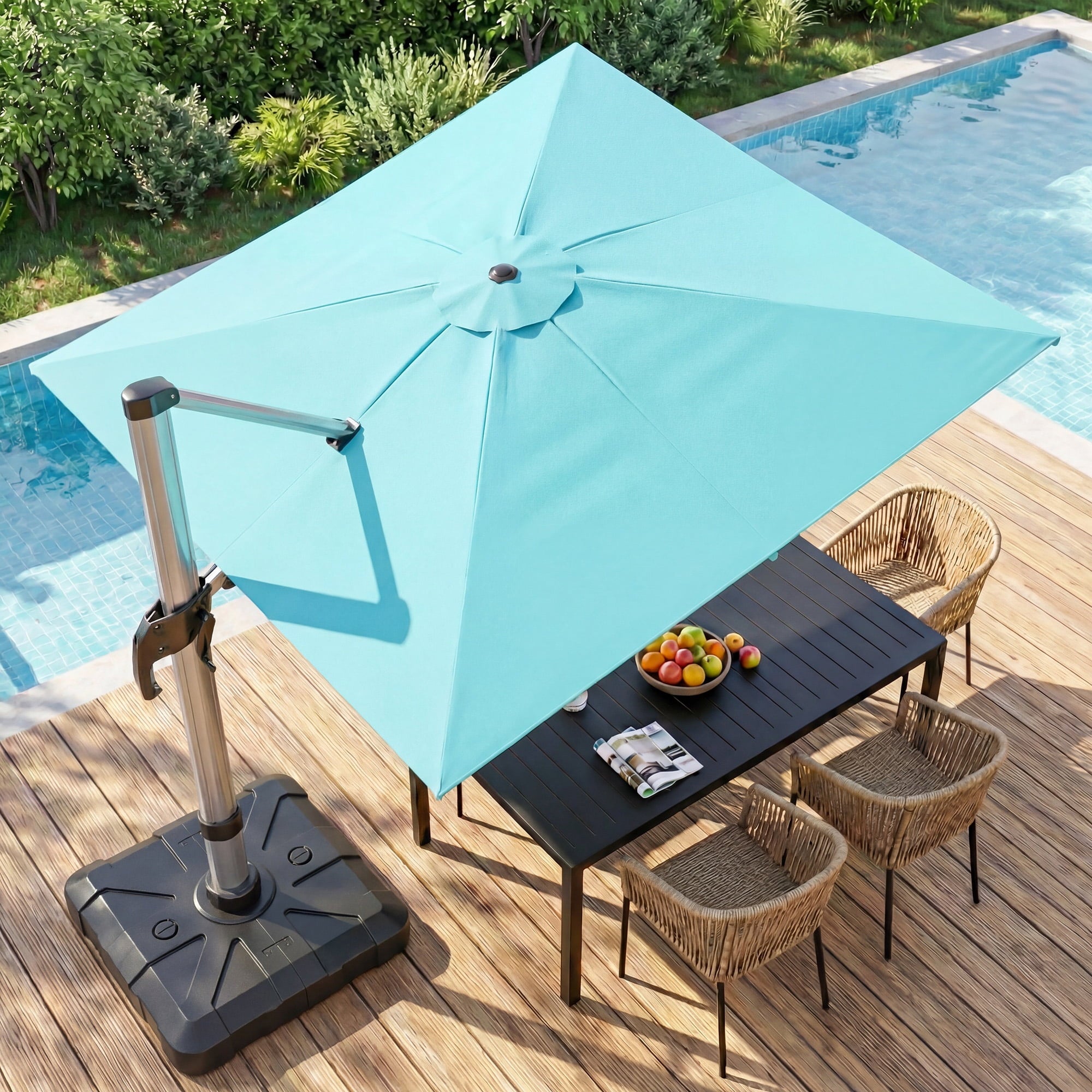 LAUSAINT HOME Outdoor Patio Umbrella, 10 Feet Large Cantilever Windproof Offset Umbrella with 360-degree Rotation for Backyard,Pool,Lawn,Deck,Gray