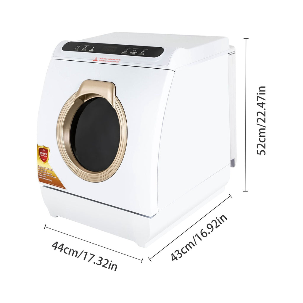Portable Countertop Dishwasher, Compact Mini Dishwasher with 7L Built-in Water Tank,5 Cleaning Program and Air-Dry Function No Hookup Needed White