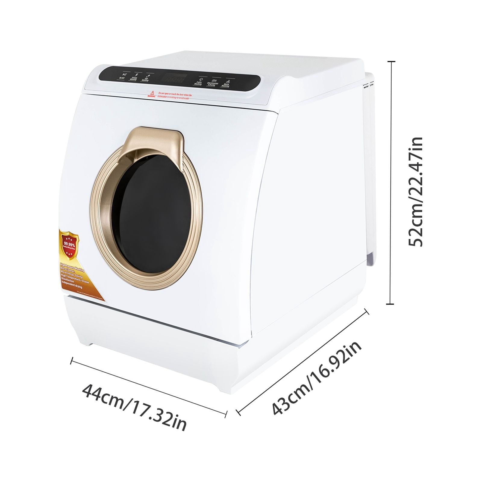 Portable Countertop Dishwasher, Compact Mini Dishwasher with 7L Built-in Water Tank,5 Cleaning Program and Air-Dry Function No Hookup Needed White
