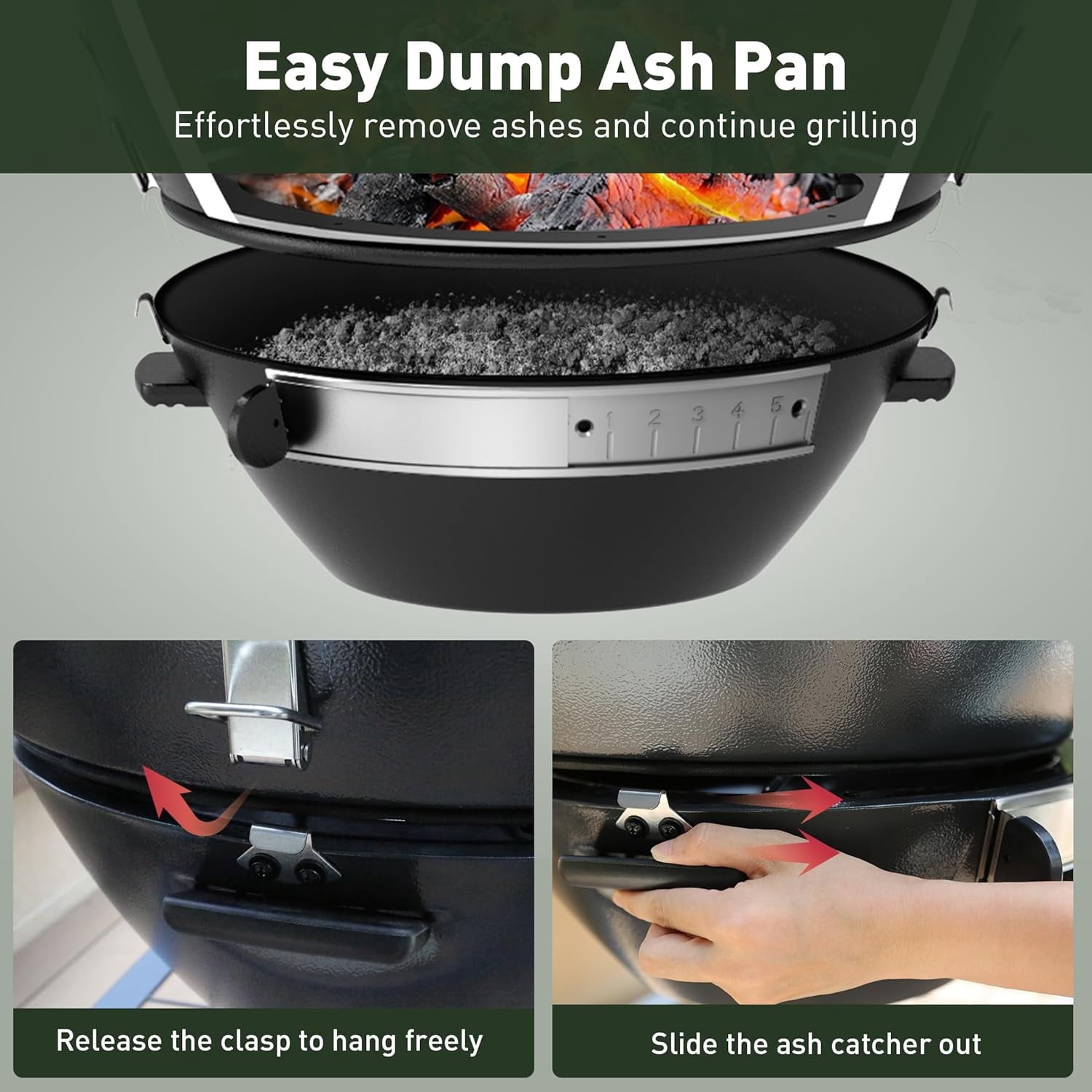 Brand Man 22 Kamado Charcoal Smoker Grill with Rolling Cart, Warming Rack, Pizza Stone & Vegetable Basket for Outdoor BBQ