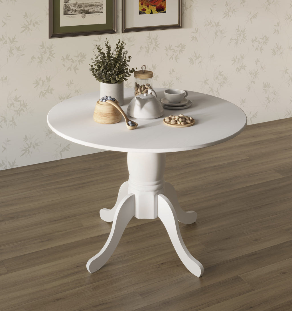 Home Design Olivia Dining Table with Round Pedestal Top, Mid-Century Modern Style, Easy Assembly, Black