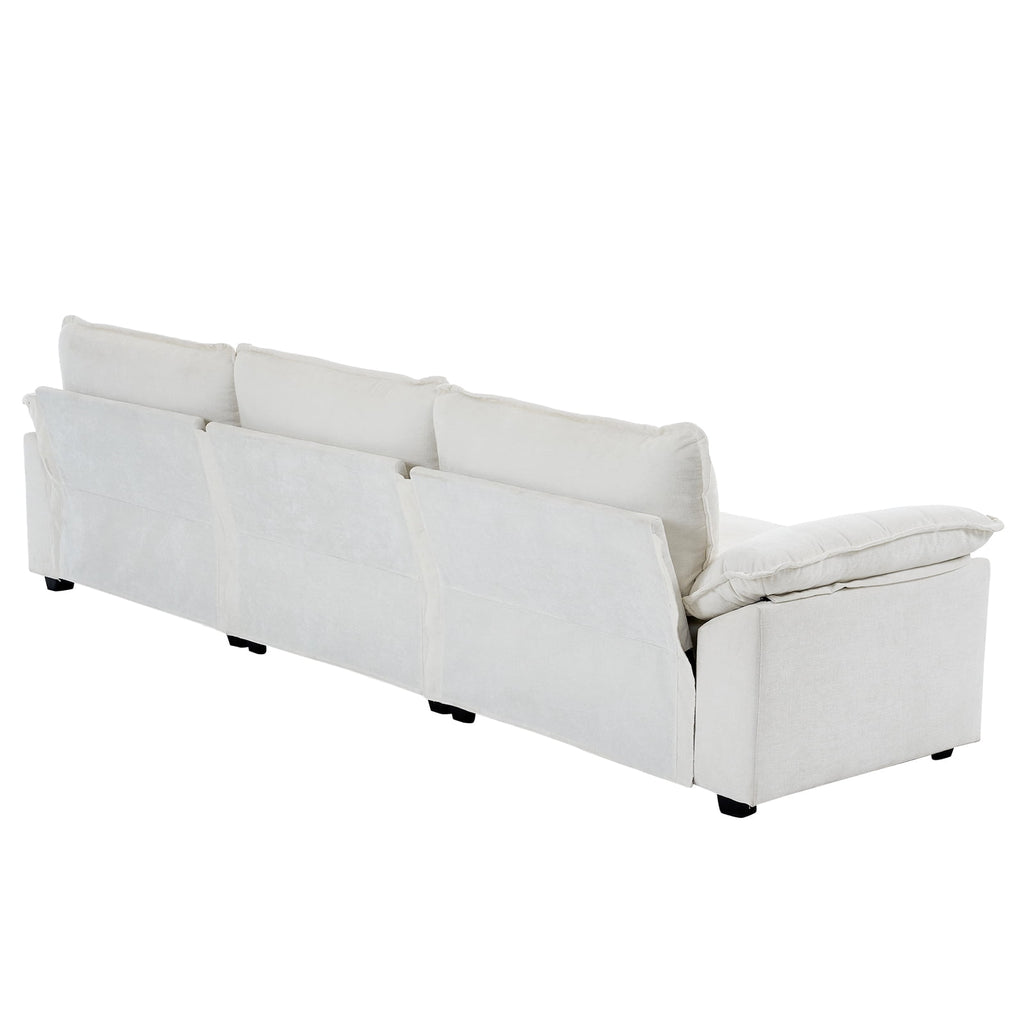 Ktaxon Sectional Sofa L Shaped Couch with Chaise Living Room Sleeper Set, 2 Seats with Chenille and Double Layer Cushions 86 W Beige