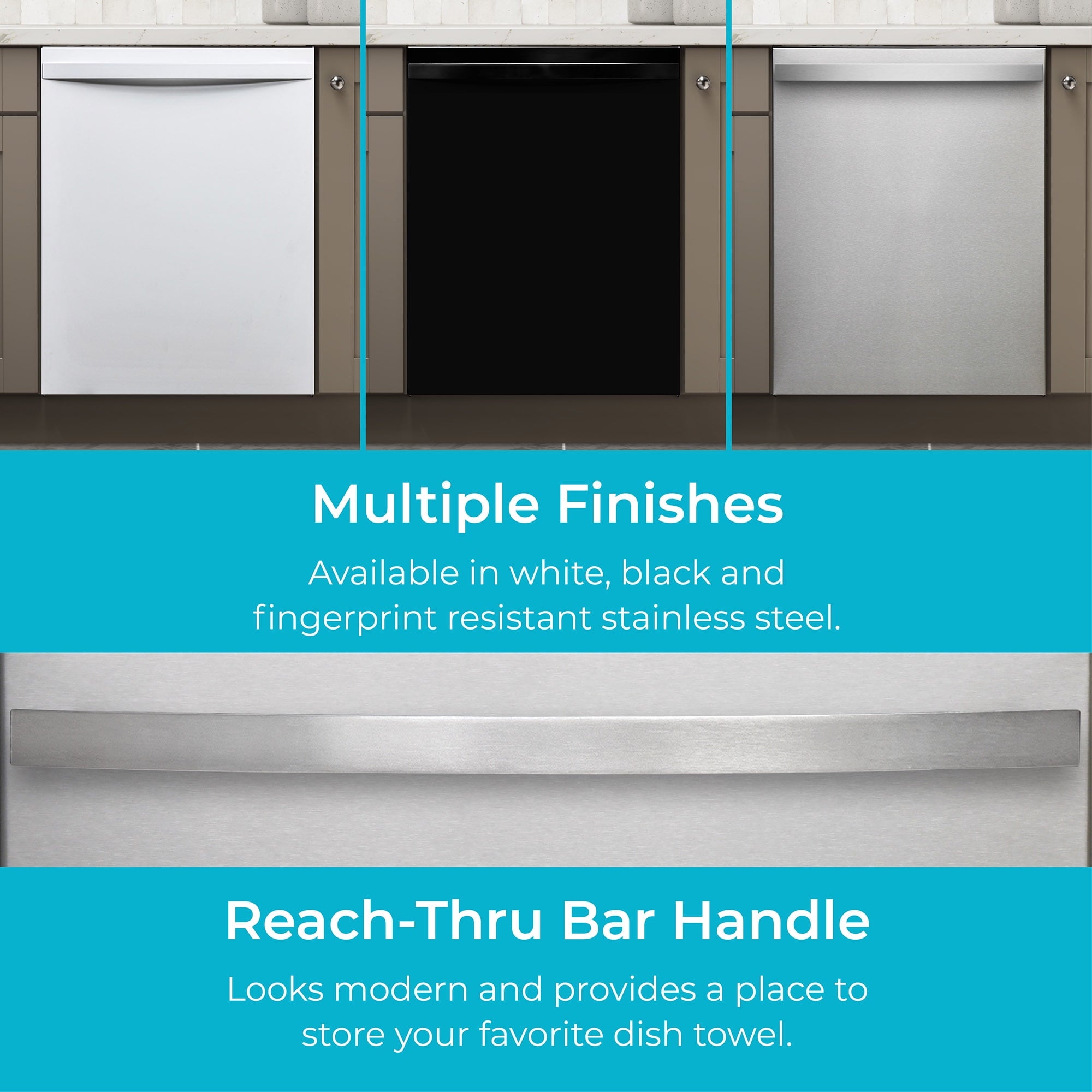 Kenmore 24” Built-In-Dishwasher w/ 3rd Rack & Turbo Dry with Bar Handle, Black
