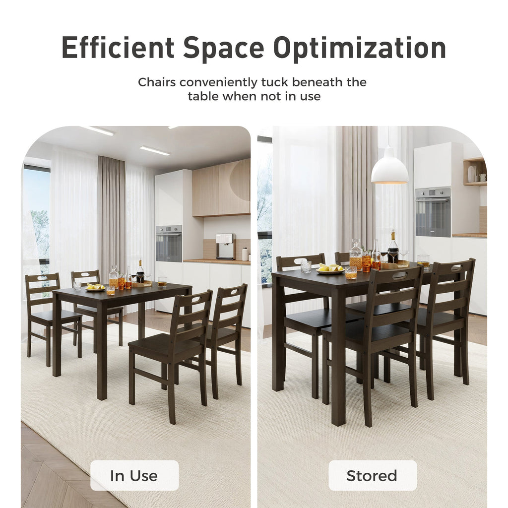 Alpha Joy Farmhouse Dining Table Set for 4 Solid Wood Kitchen Chairs and Table Set, Walnut & White