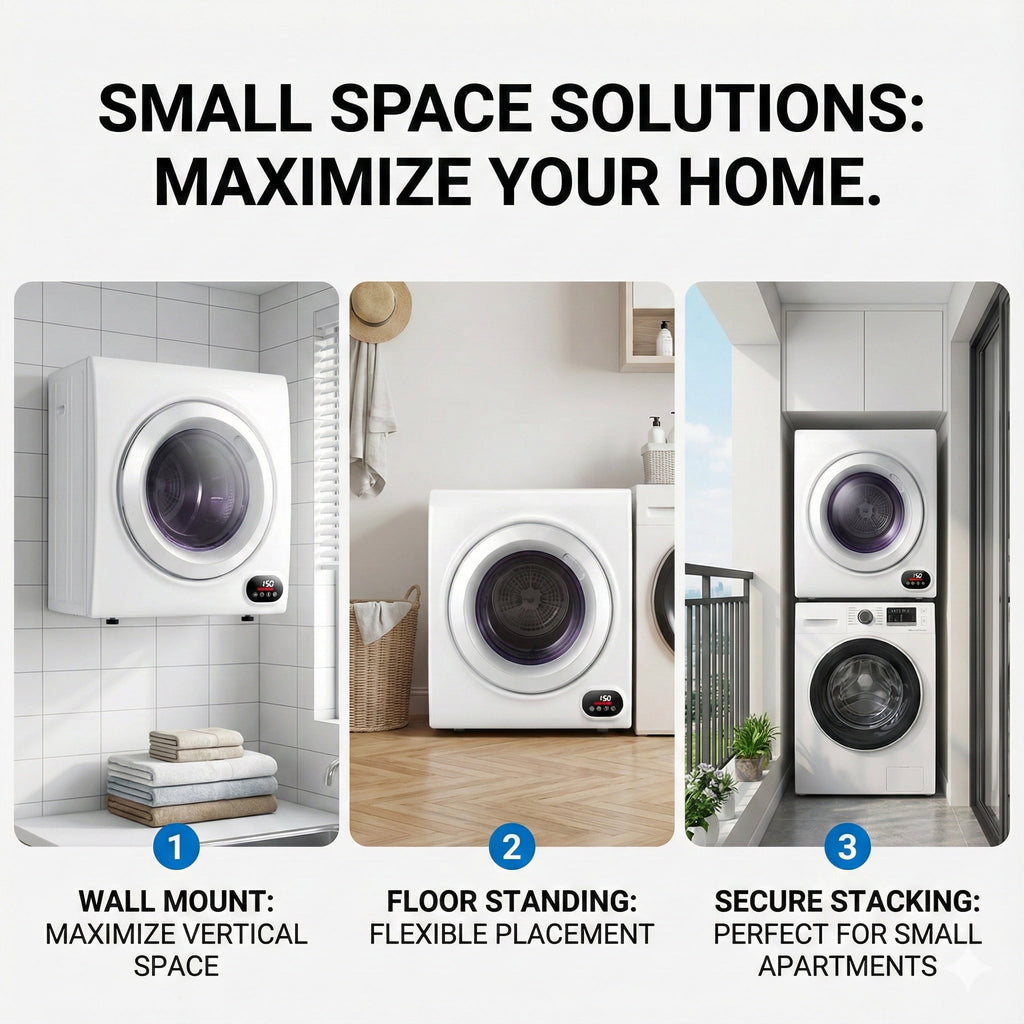 EUHOMY 3.5 Cu.ft Portable Dryer, 26.4lbs Clothes Dryer with 4 Modes for Apartments, Dorms & Small Spaces