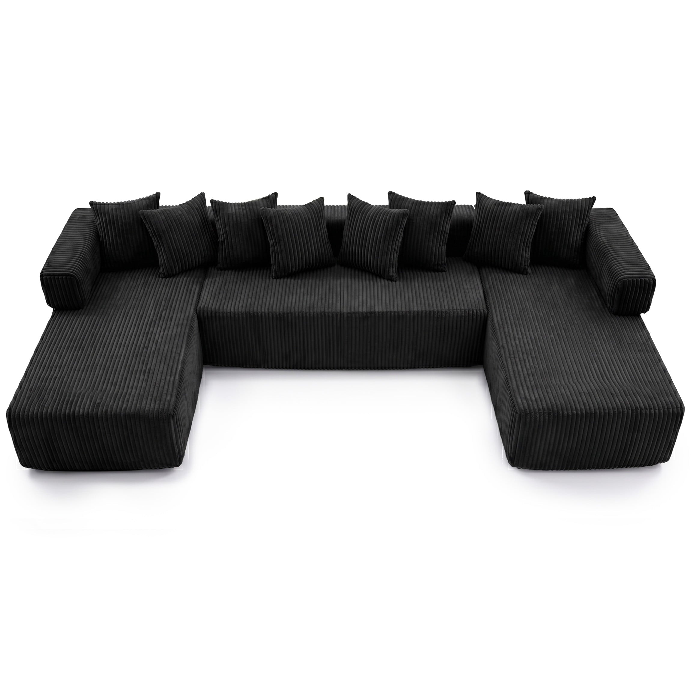 SOULART 138.5 U Shaped Sectional Couch,Gray Cloud Boneless Sofa For Living Room,Plush Corduroy Couches With Deep Seat Chaise Lounge,No Assembly Required