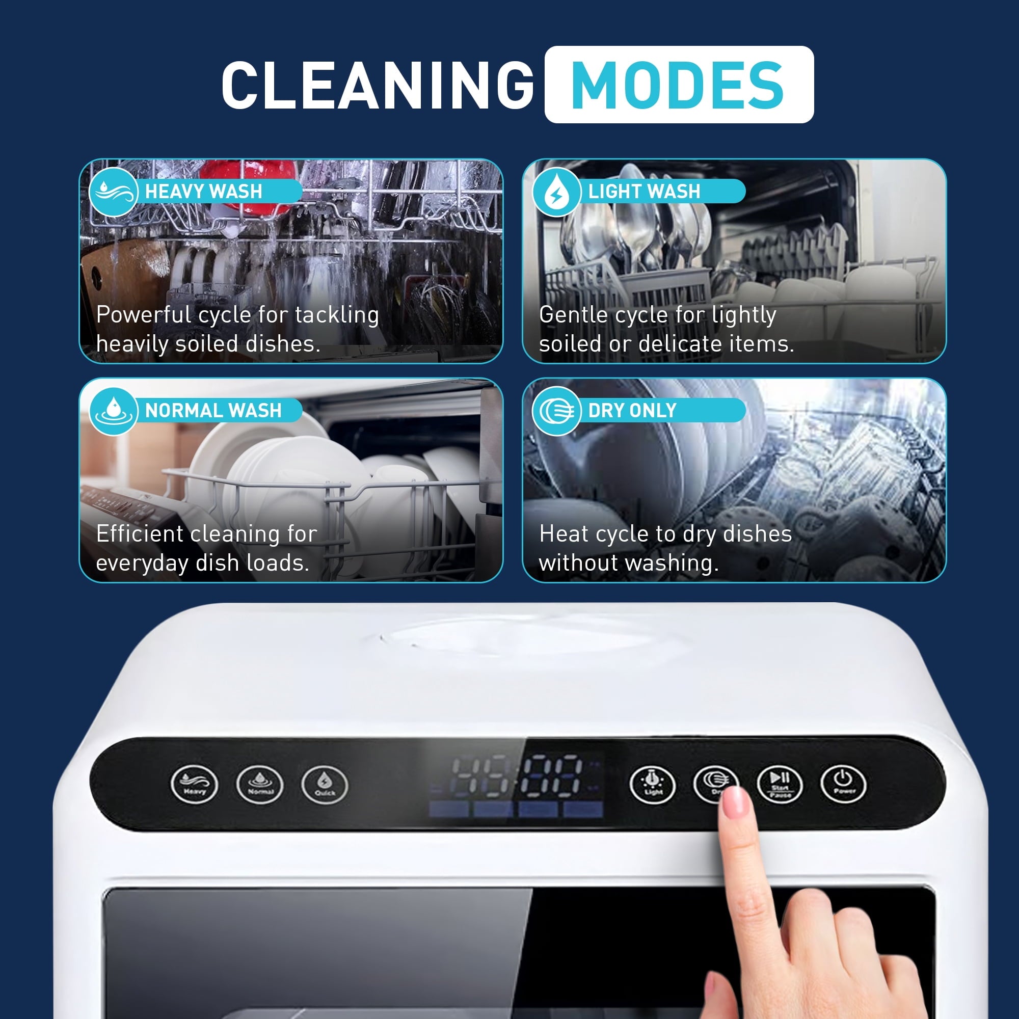 Mist Portable Countertop Dishwasher with 4 Washing Programs and 360° Dual Spray