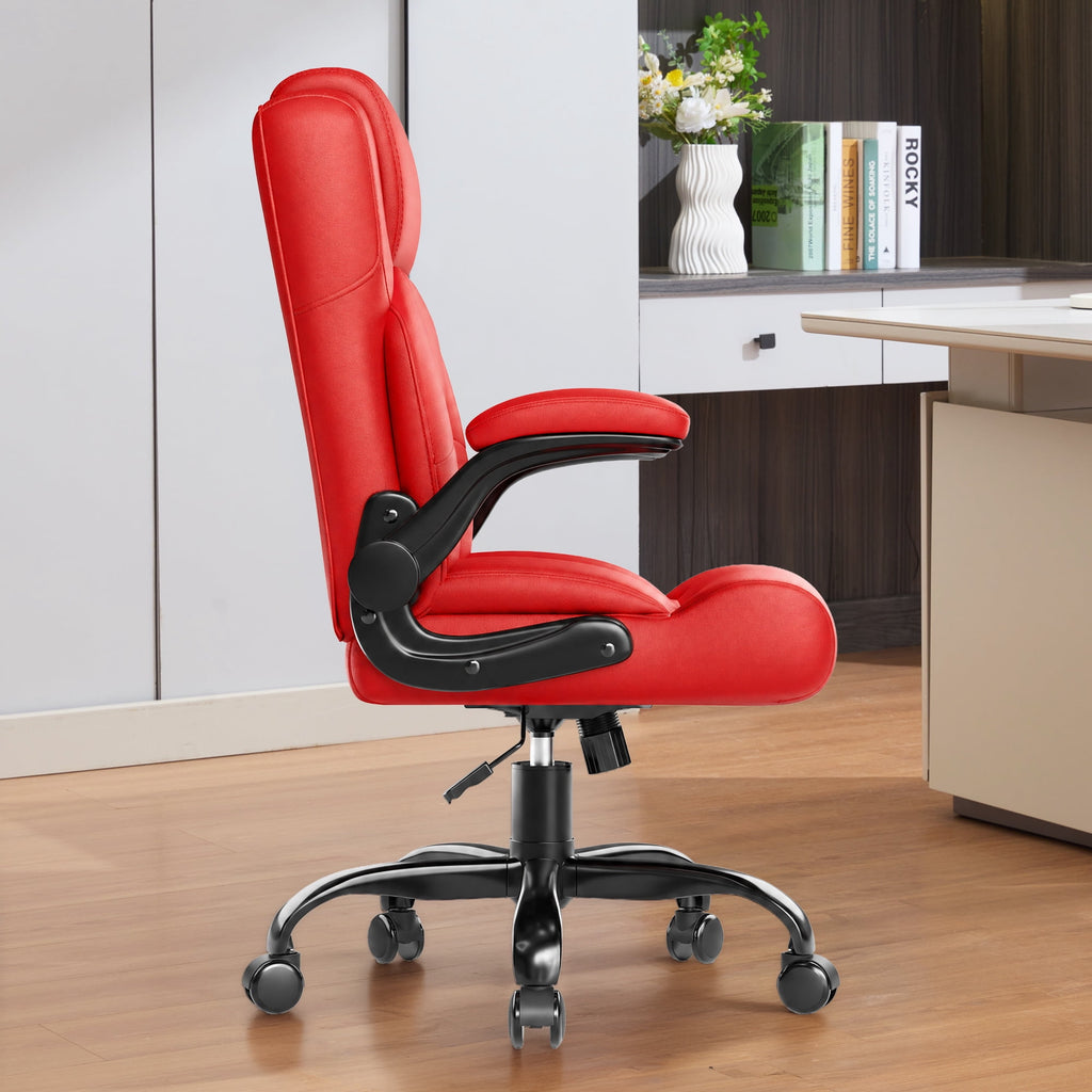 JONPONY Leather Office Chair, Big and Tall Office Chair 400LBS Wide Seat Ergonomic Computer Desk Chair High Back Executive Leather Chair Adjustable Task Chair Lumbar Back with 1-Year Warranty, Black