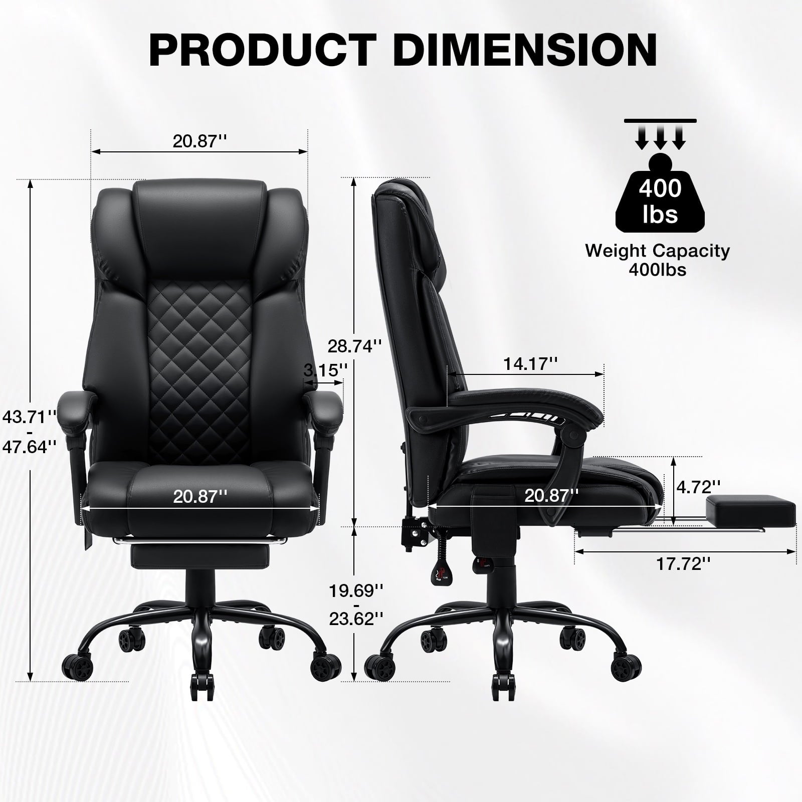 Hoffree Massage Office Chair 400LBS Executive Office Chair Massage and Footrest Big and Tall Office Chair with Heated Lumbar Support, Ergonomic Computer Desk Chair Reclining High Back Leather Office