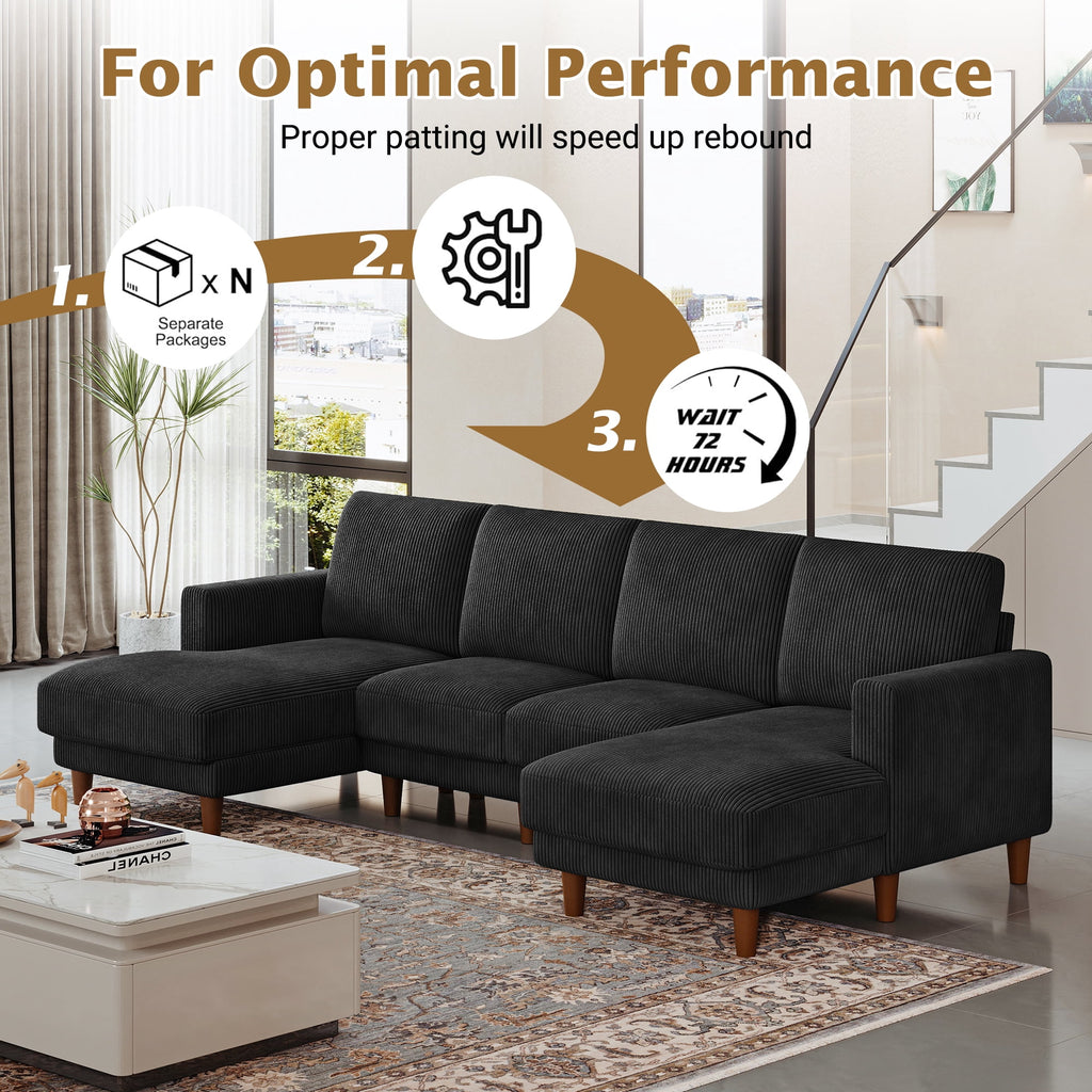 87 Corduroy Sofa,3 Seater Sofa with Extra Deep Seats,Neche Comfy Upholstered Couch for Living Room,2 Pillows,Green