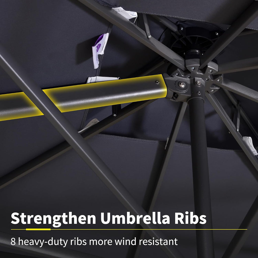 PURPLE LEAF Cantilever Umbrellas 12FT Square Large Patio Umbrella Offset Umbrella with 360°Rotation Tilting And Hanging Double Top, Grey