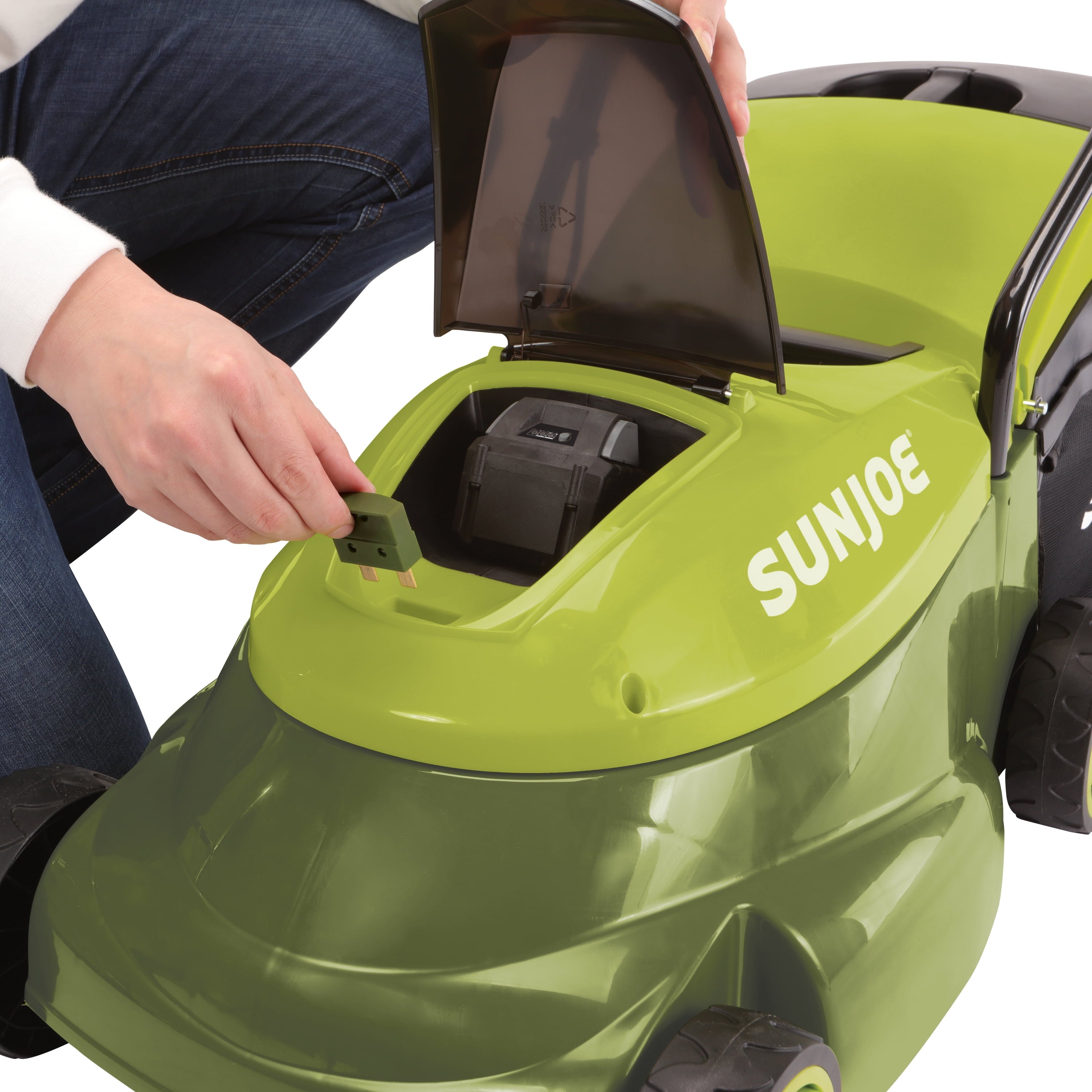 Sun Joe 24V Cordless Push Reel Lawn Mower, Battery Powered Grass Cutter for Yard, 15-Inch