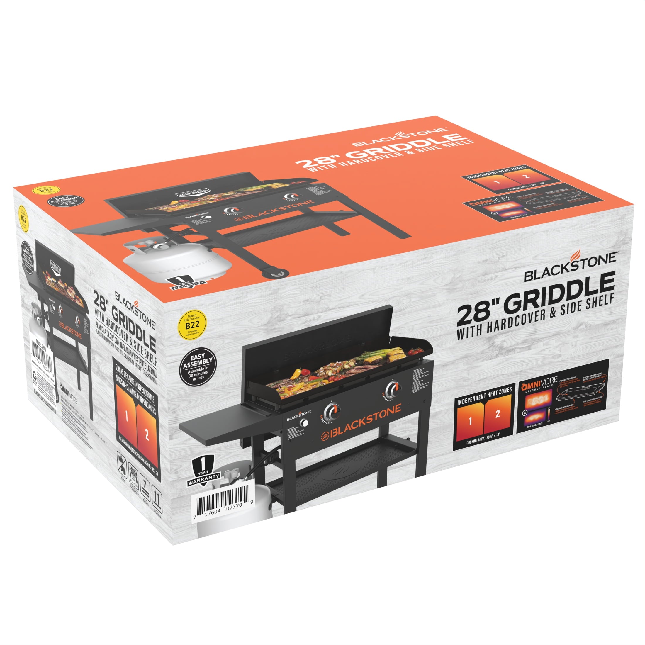Blackstone Original Outdoor Griddle, 2-Burner 28 Flat Top Grill with Hard Cover, Black