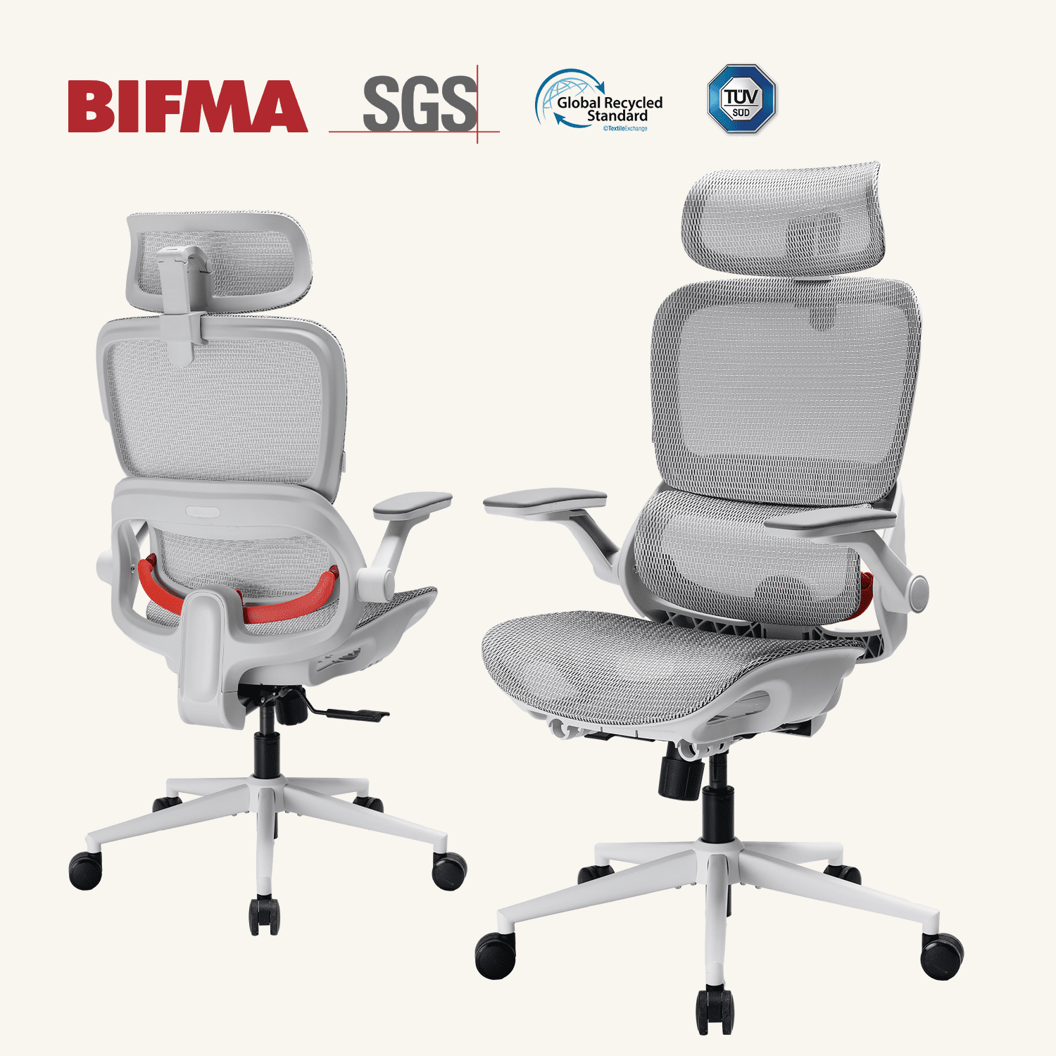 SIHOO B100 Pro Ergonomic Office Chair, Adaptive Elastic Lumbar Desk Chair, 4D Arms & 3D Ultra-Wide Headrest Computer Chair for Teenager, High Back Executive Chair for Home Office & Gaming, White