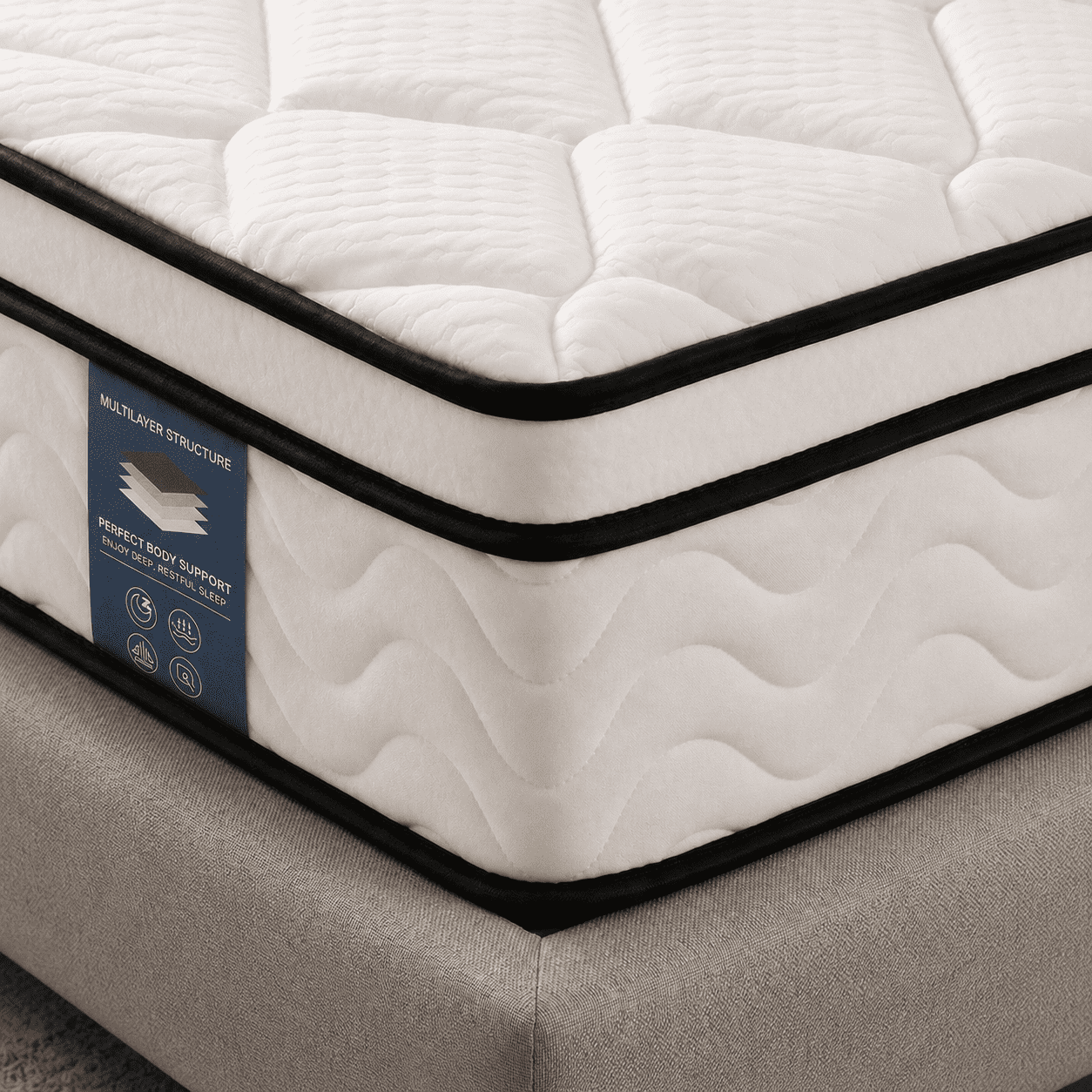 Gravellaire 12 Queen Mattress in a Box, Gel Memory Foam and Pocket Spring Hybrid Mattress, Medium Comfort, Pressure Relief, Adult