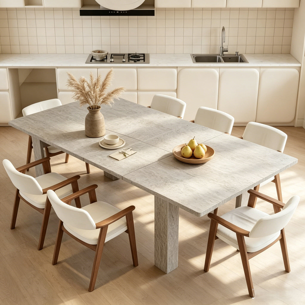 JSFHNTG Extendable Dining Table Seats 4–8, Expandable from 55'' to 86.6'', Space Saving for Dining Room Kitchen Living Room, Brown
