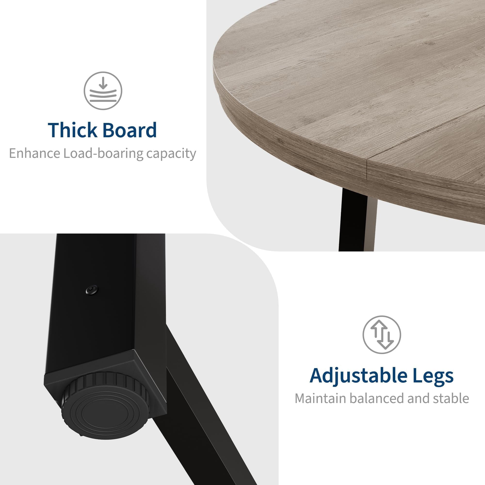 31.5 Round Dining Table for 4 People, Modern Wood Circle Kitchen Table with Sturdy Industrial Metal Frame, Small Space Saving Dining Room Table for Apartment & Breakfast Nook, (No Chairs), Walnut