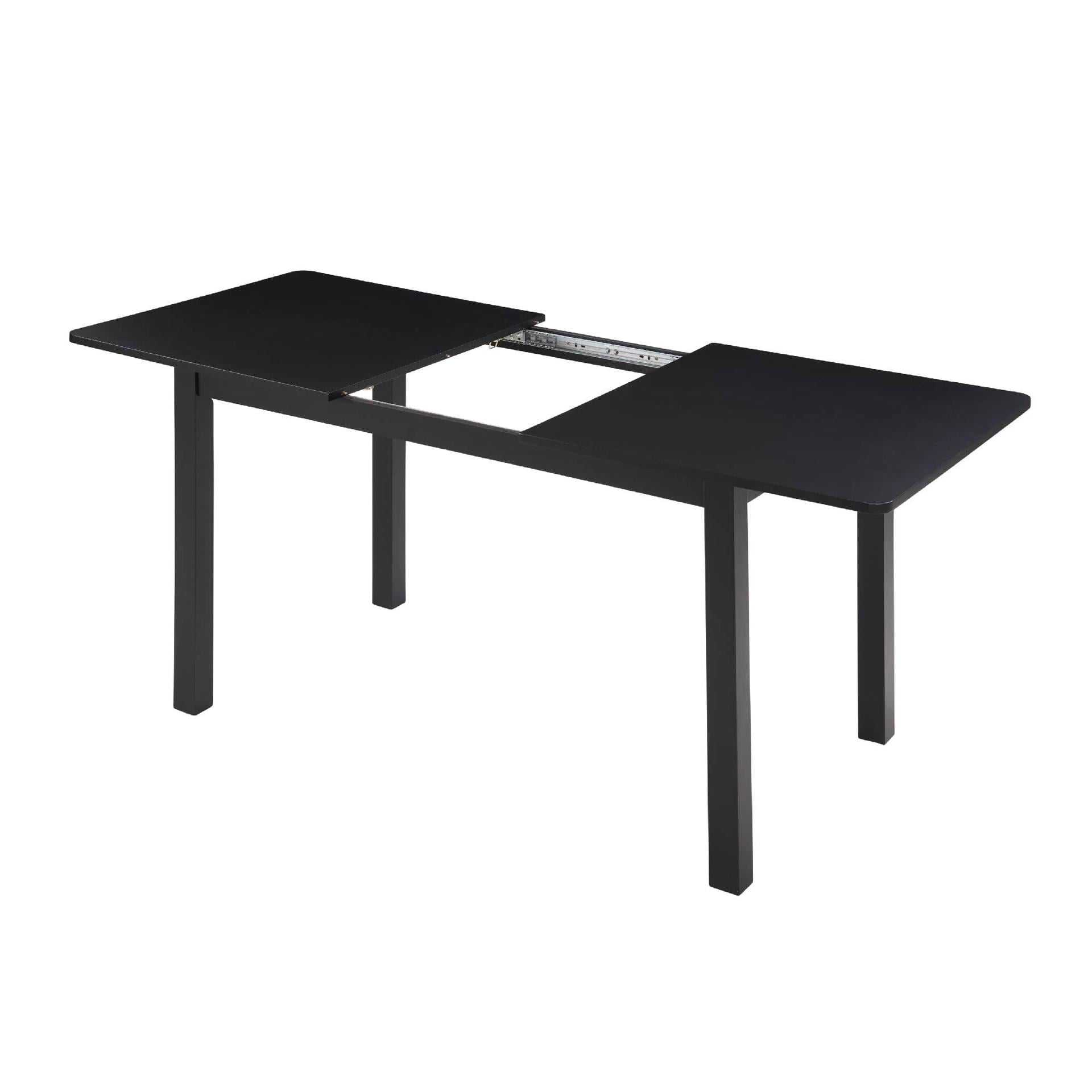 Lisonu 59 Extendable Dining Table, Modern Black Wooden Kitchen Table for 4-8 People, Space-Saving Expandable Table for Dining Room, Home Office & Small Living Spaces