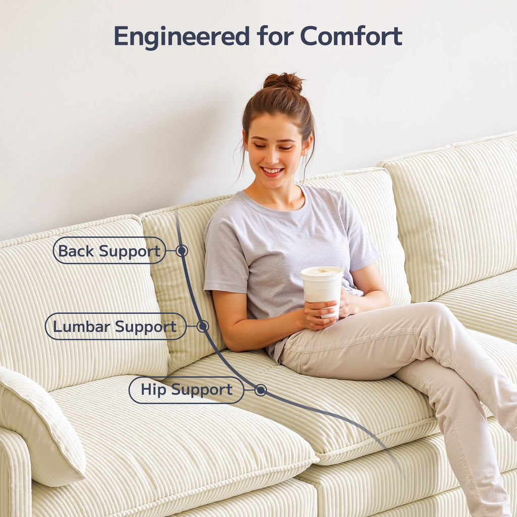 Asofer 31 Cloud Accent Sofa With Washable Cover, Single Corduroy Chair with Deep Seat Upholstered Cushion for Apartment,Dark gray