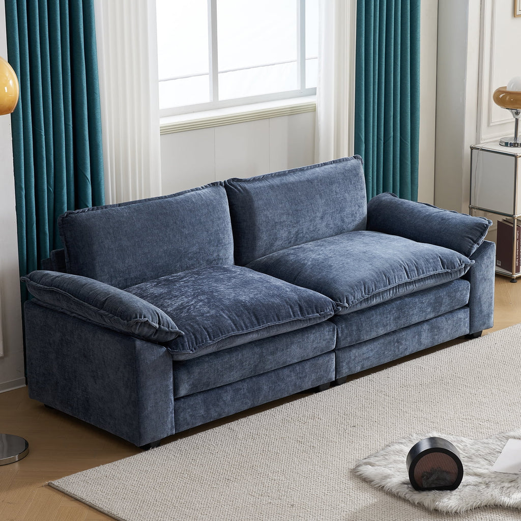 Ktaxon Sectional Sofa L Shaped Couch with Chaise Living Room Sleeper Set, 2 Seats with Chenille and Double Layer Cushions 86 W Beige