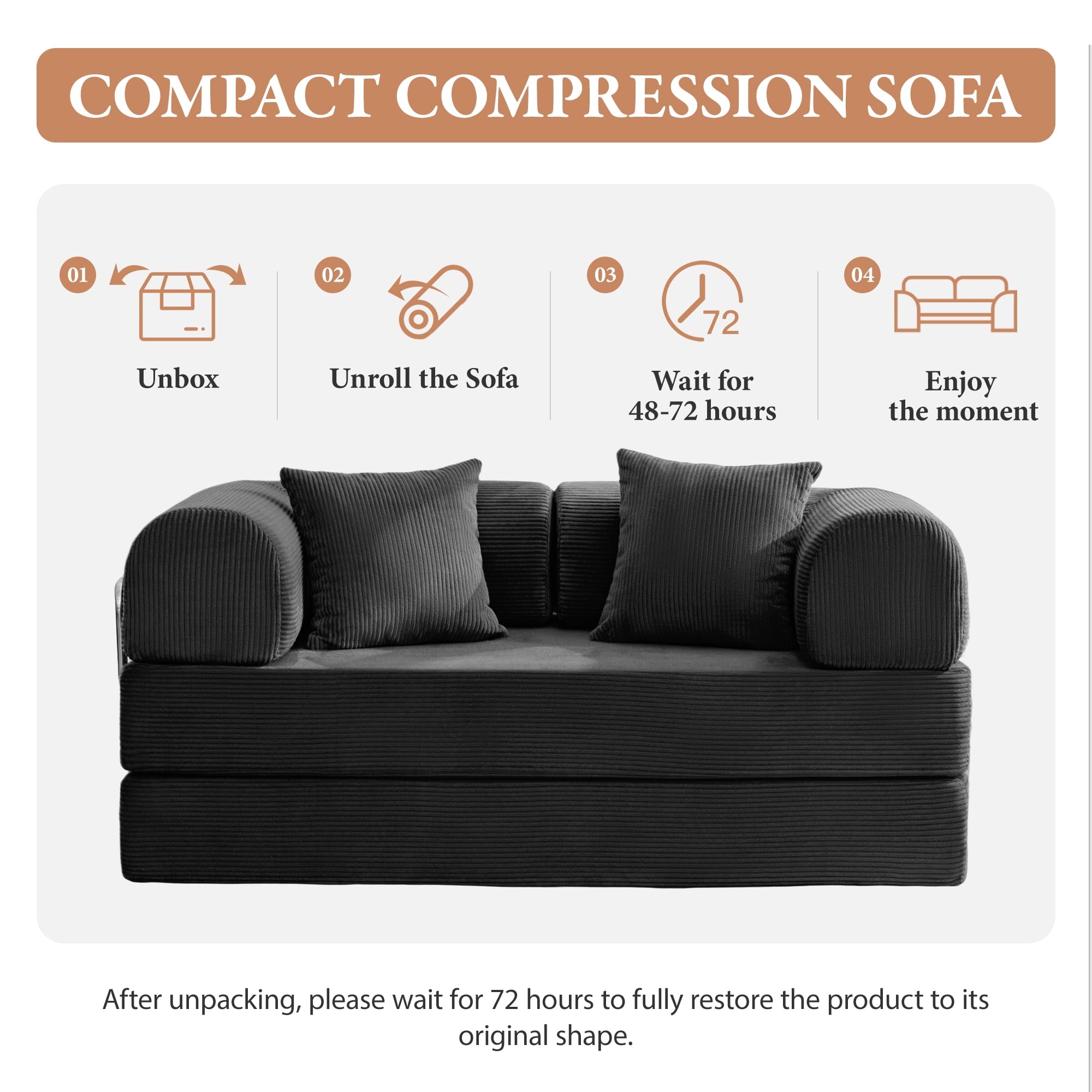 COOLHUT 63 W Combination Sofa, High Rebound Density Foam Sofa Couch, Two Forms Floor Couch Three Seats Sofa Bed for Living Room, Bedroom, Green