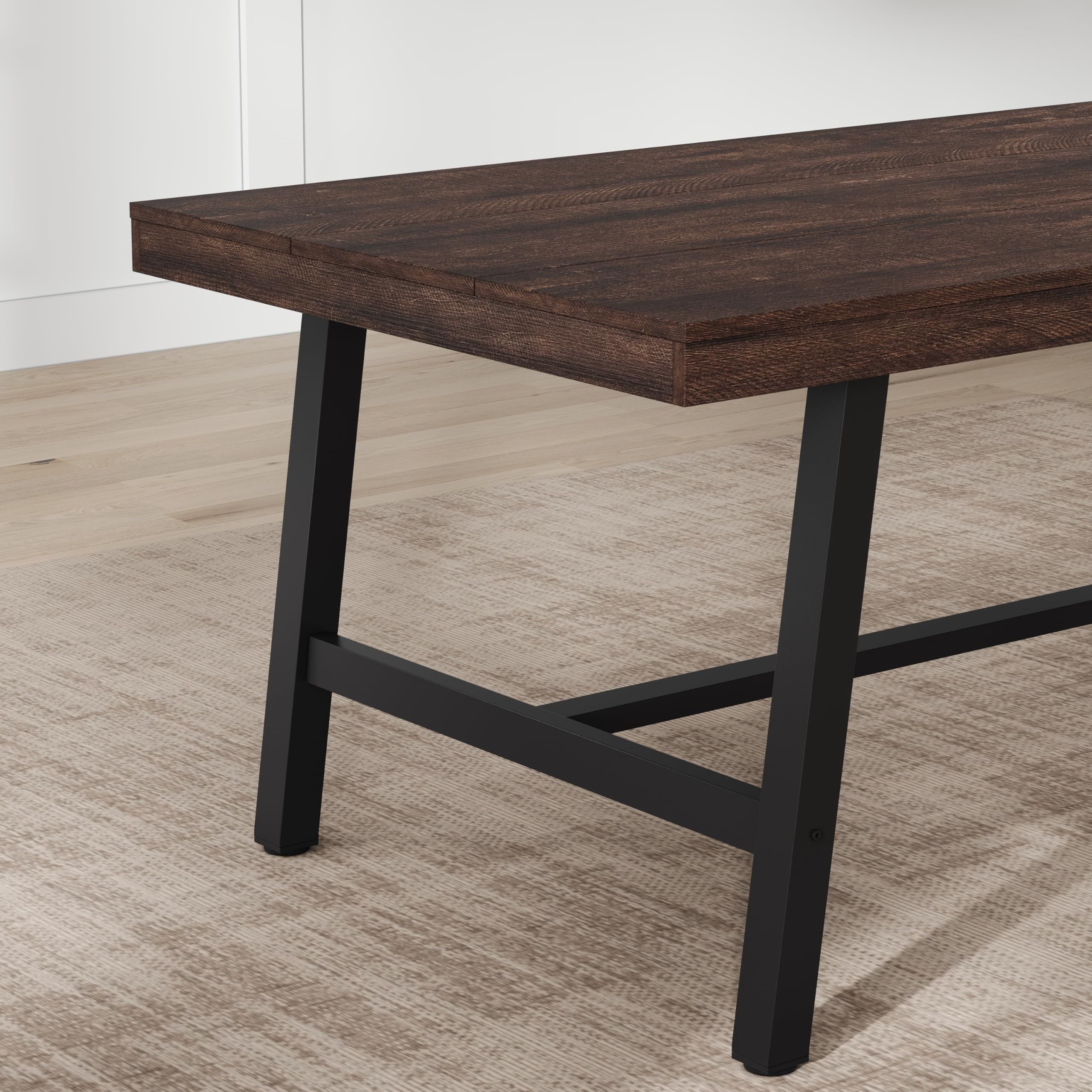 70.87 Inch Long Large Rectangle Dining Table for 6-8 People, Modern Kitchen Dining Room Table with Rustic Wooden Tabletop & Strong Metal frame(Only Gray Walnut Table)