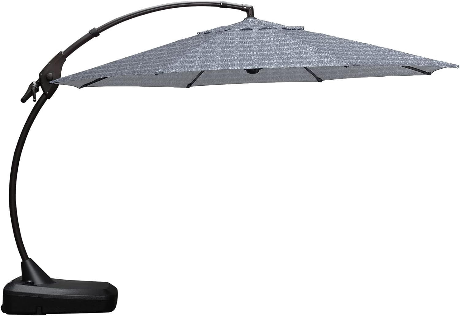 GRANDPATIO 12 Ft Outdoor Umbrella with Base, Large Aluminum Cantilever Offset Umbrella for Patio Pool, Black & White