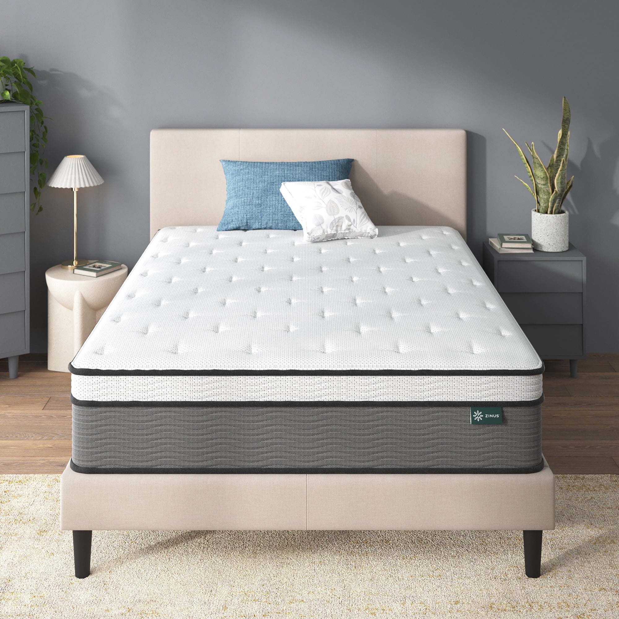 Zinus True Support 14 Full Euro Top Medium Hybrid Mattress with Comfort Foam and Pocket Springs