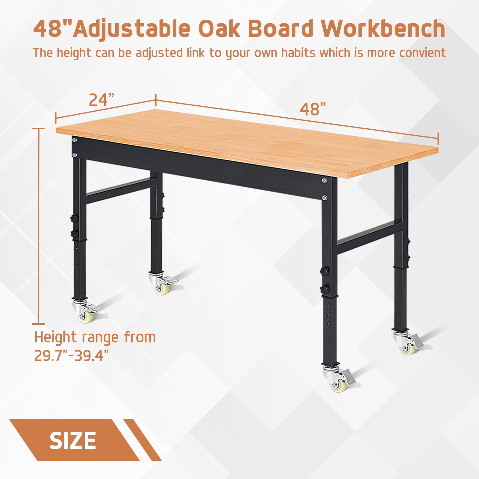 NETAJE 60 Heavy-Duty Work Bench Adjustable Workbench Work Table 2000 lb Load Capacity w/ Power Outlets for Garage, Workshop, Workstation