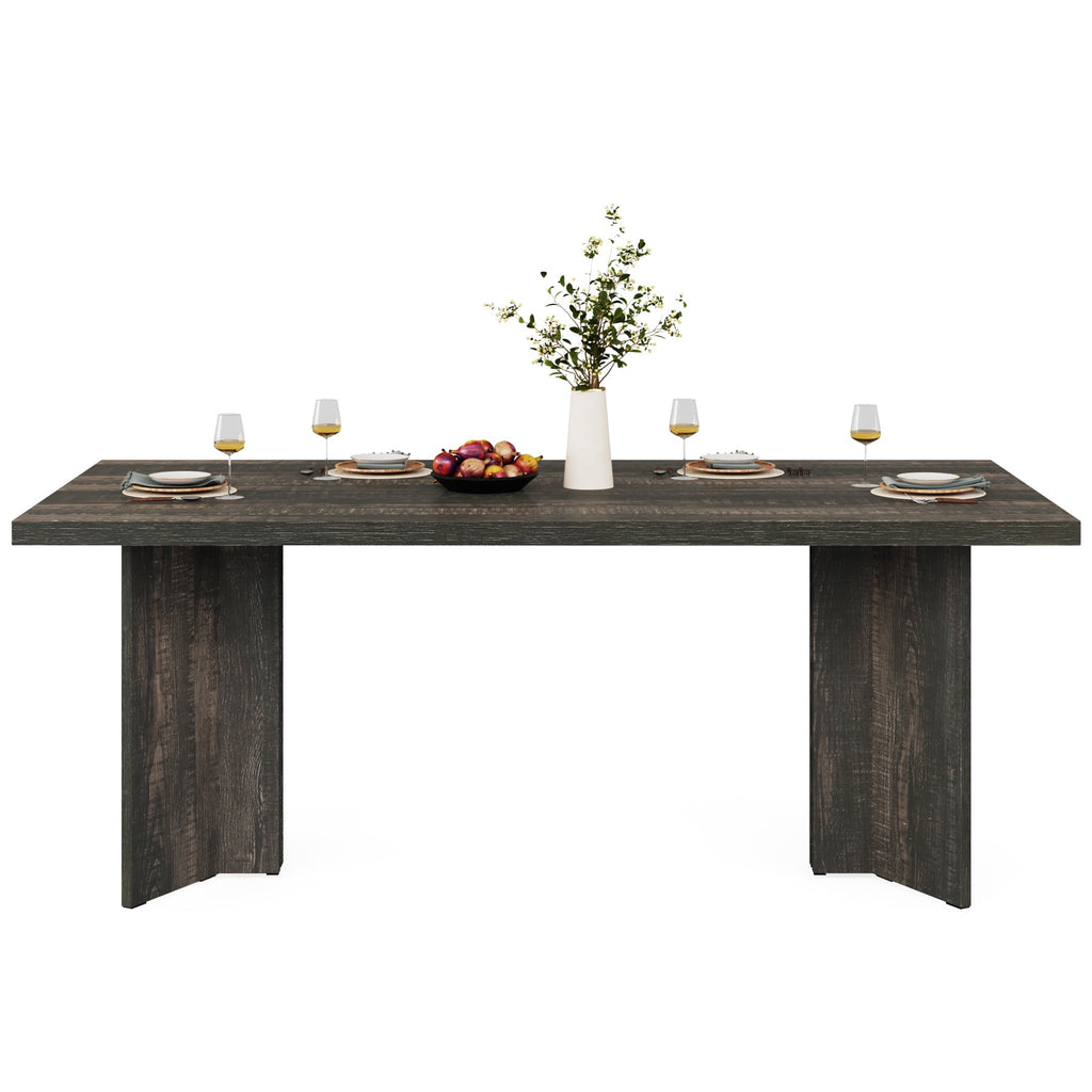 Fnova 63 Rectangular Modern Dining Table, Wooden Modern Kitchen Table for 6 People for Dining Room, Warm Brown (Chairs Not Included)