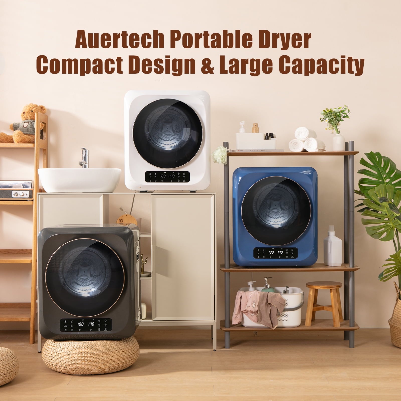 Auertech 1.6 cu ft 120 V Gray Electric Portable Clothes Dryer