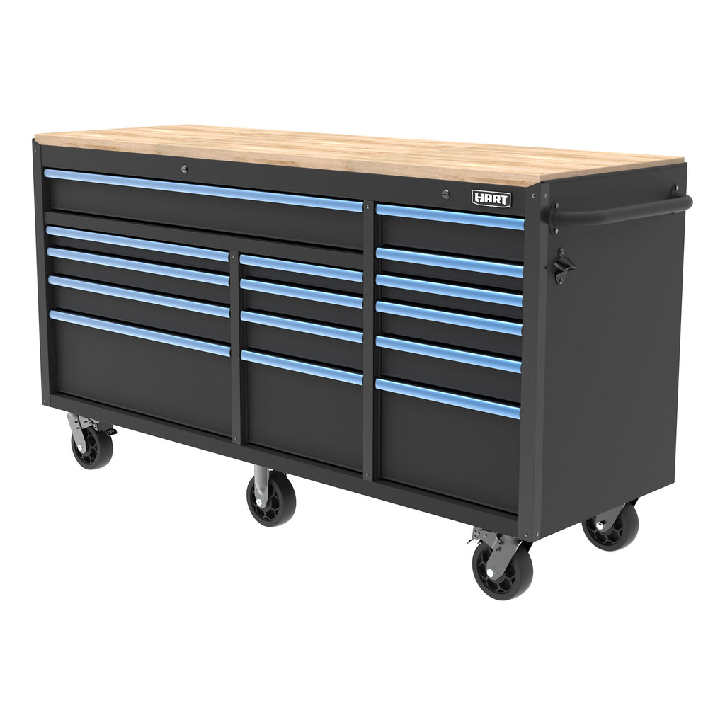 HART 36-Inch 5-Drawer Mobile Tool Chest Workbench with Wood Top, Rolling Garage Storage