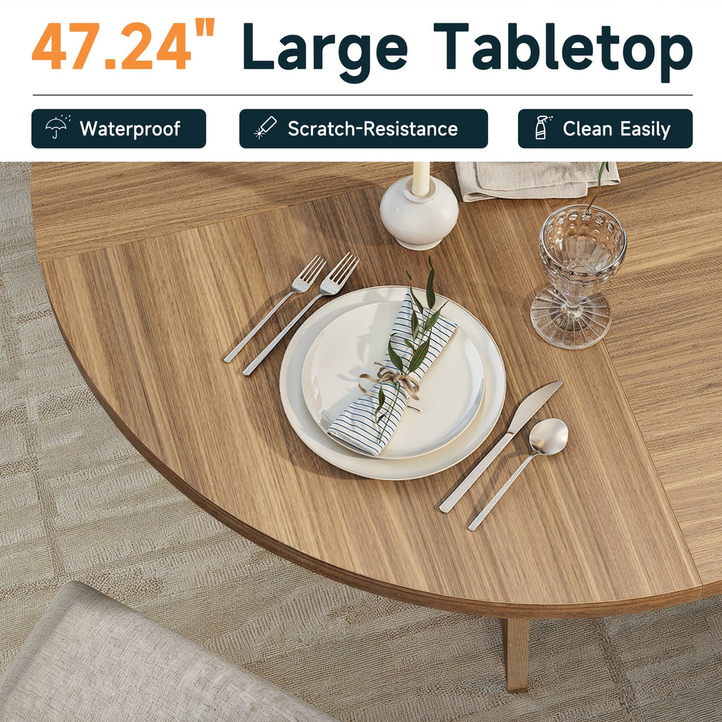 MARNUR Round Dining Table for 4 Persons 47 Kitchen Table for Dining Room Kitchen, Walnut (Only Table)