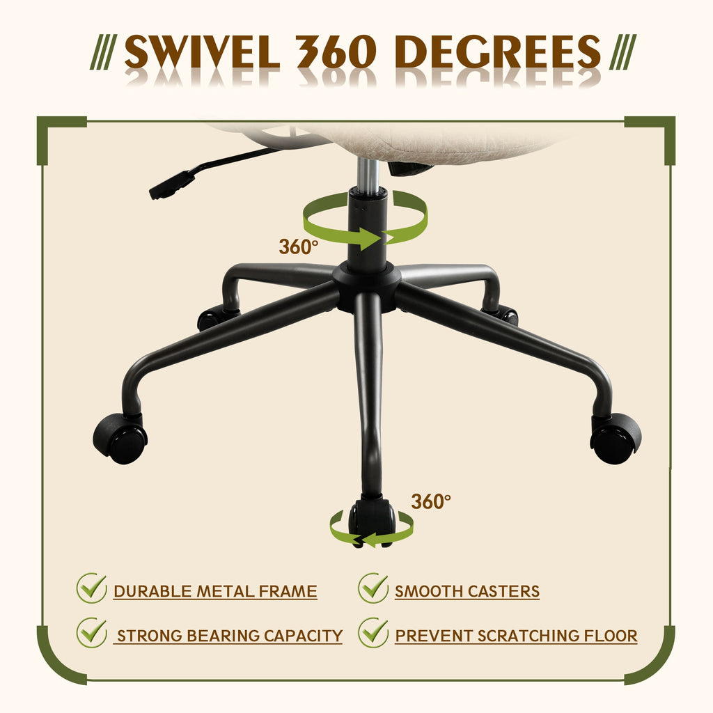 Toject Ergonomic Office Chair, High Back Big Comfy Home Office Chair with Lumbar Support, Mid-Century Modern Computer Executive Office Chair, Brown