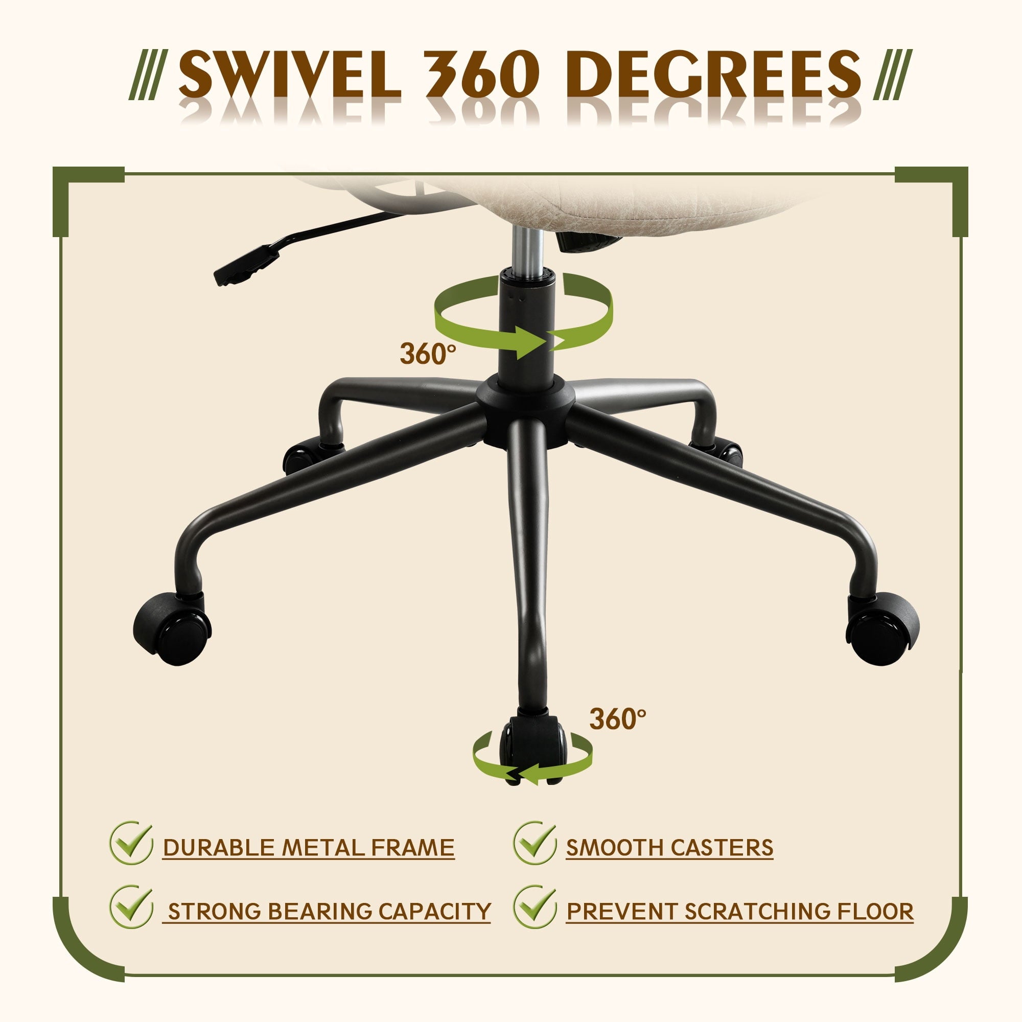 Toject Ergonomic Office Chair, High Back Big Comfy Home Office Chair with Lumbar Support, Mid-Century Modern Computer Executive Office Chair, Brown