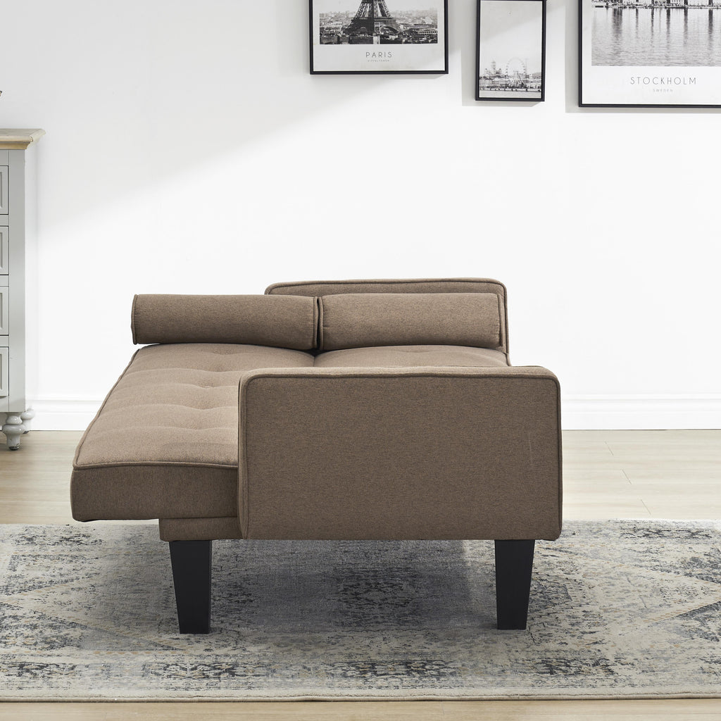 Bianlte 72 Futon Sofa Bed,Upholstered Folding Futon Sofa Couch,Modern Sofa Twin Size Futon Bed with Removable Armrests for Compact Living Space,Apartment,Gray03