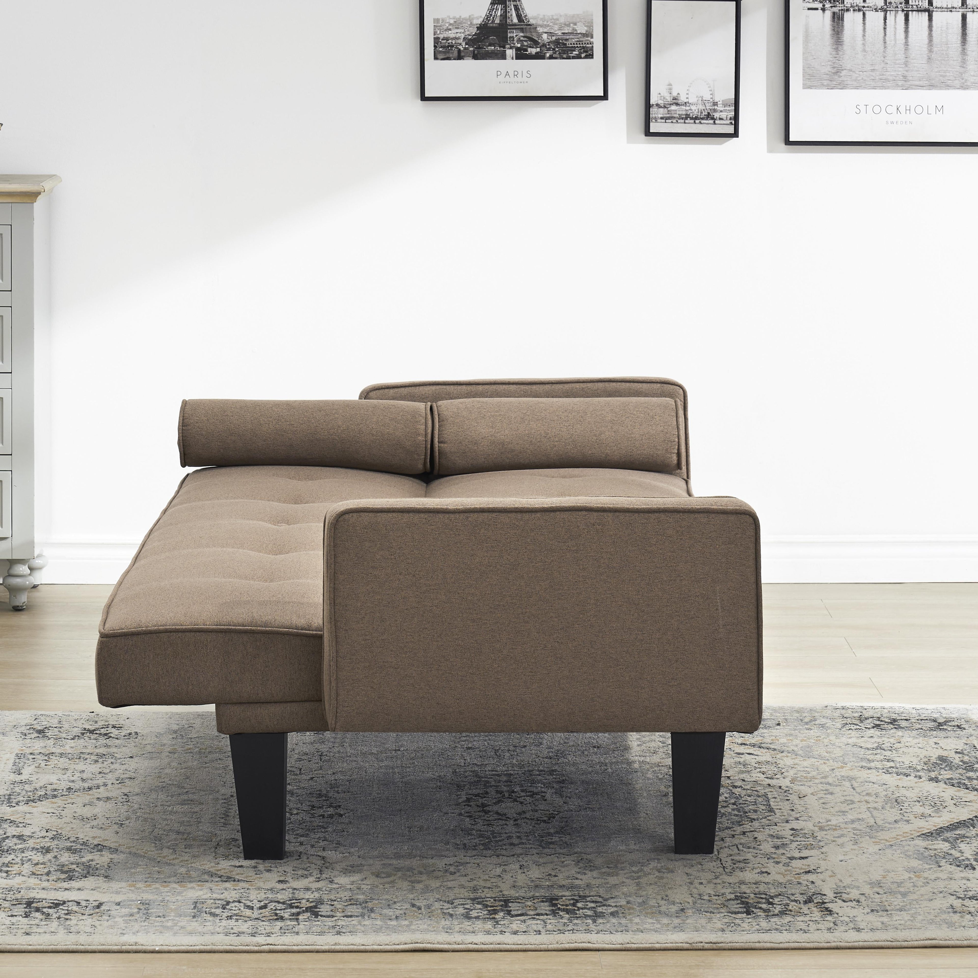 Bianlte 72 Futon Sofa Bed,Upholstered Folding Futon Sofa Couch,Modern Sofa Twin Size Futon Bed with Removable Armrests for Compact Living Space,Apartment,Gray03