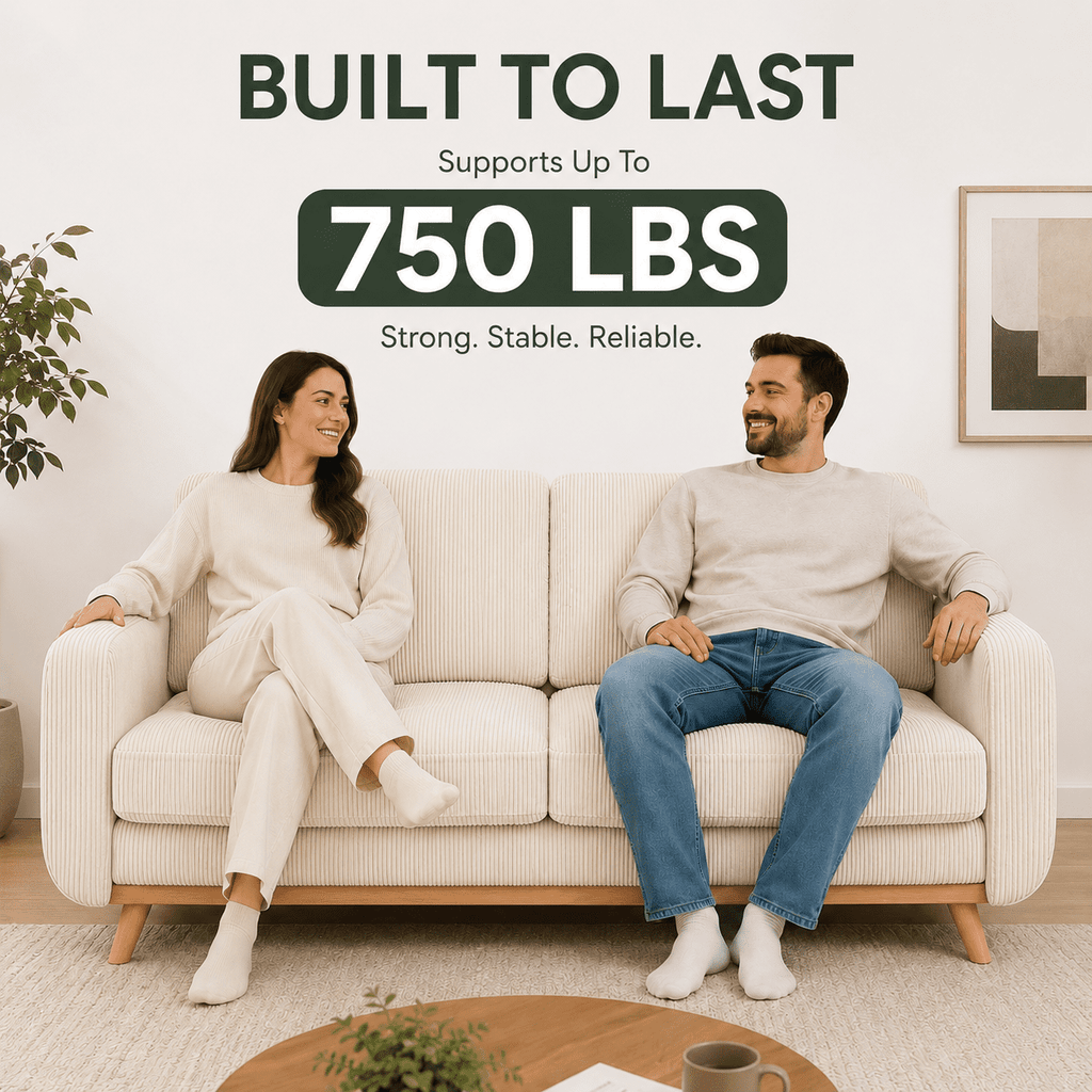 Neche 68 Corduroy Sofa for Living Room, 2 Seater Modern Couch for Small Space Office, Comfy Loveseat in a Box, Green