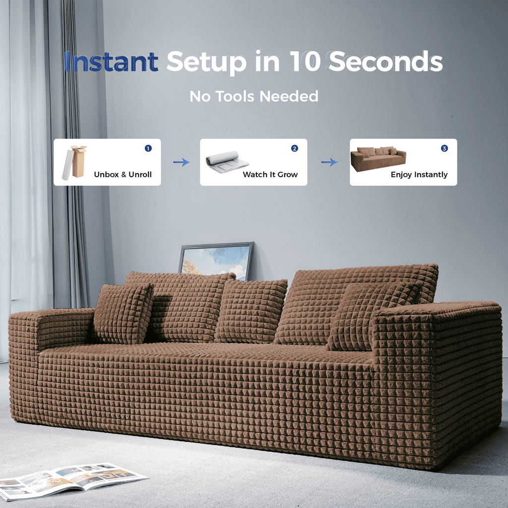 Patbrela 101 Couch for Living Room Furniture Diamond Boneless Sofa with 31-inch Extra Deep Seat, No Assembly, Gray