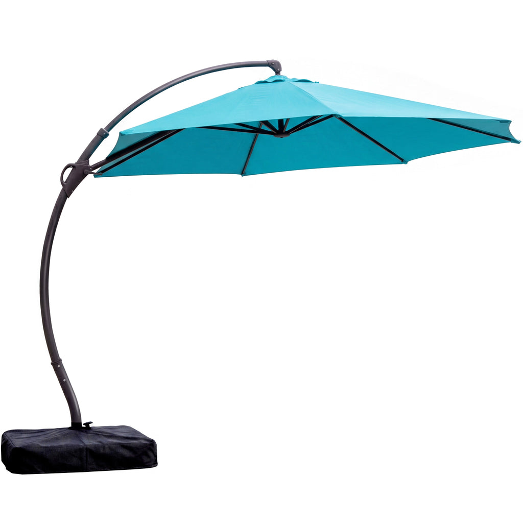 LAUSAINT HOME 11 FT Outdoor Patio Umbrella with Base, Aluminum Cantilever Umbrella with Crank, Champagne