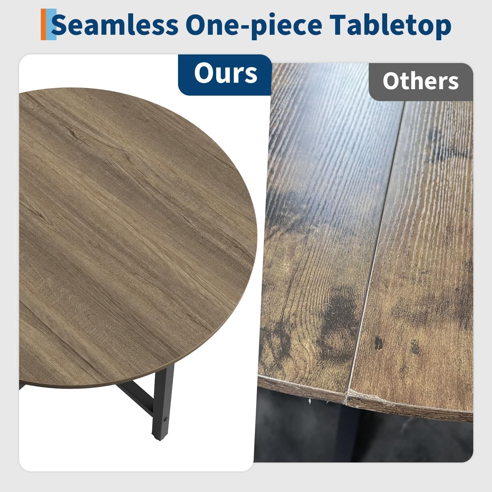 31.5 Round Dining Table for 4 People, Modern Wood Circle Kitchen Table with Sturdy Industrial Metal Frame, Small Space Saving Dining Room Table for Apartment & Breakfast Nook, (No Chairs), Walnut