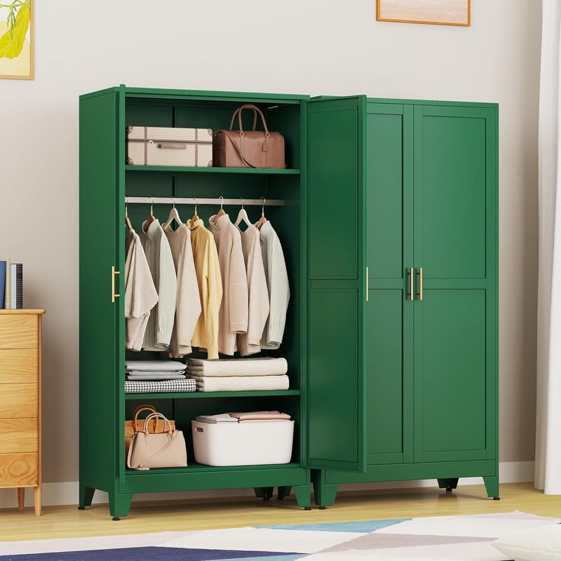 ERO 70.9H Steel Armoire and Wardrobe Storage Closet with Hanging Rod and Adjustable Shelves