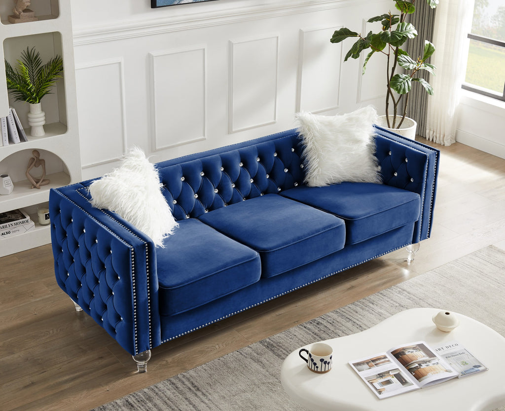 Gewnee 86.6 Modern Sofa Couch,Teddy Velvet 3 Seaters Comfy Couch with Deep Seat for Living Room,2 Pillows,Beige