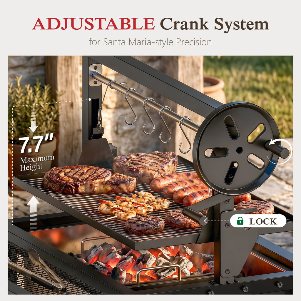 Alpha Joy Argentine Santa Maria Grill 666 SQ.IN. Cooking Area Charcoal & Wood BBQ Grill