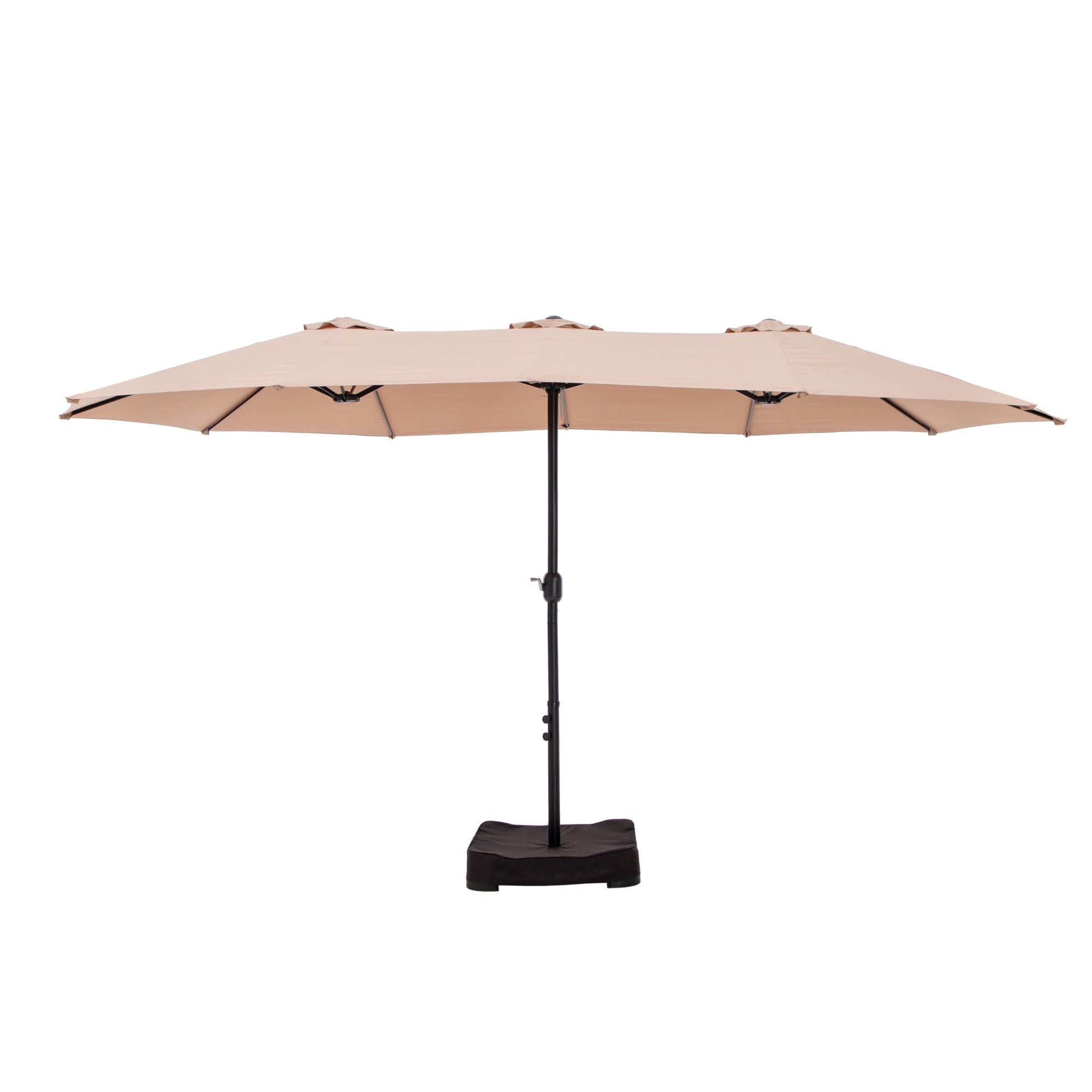 SUMMIT LIVING 15 ft Large Patio Umbrella with Base (Included) Double-Sided Rectangular Outdoor Deck Umbrella for Outside - Beige